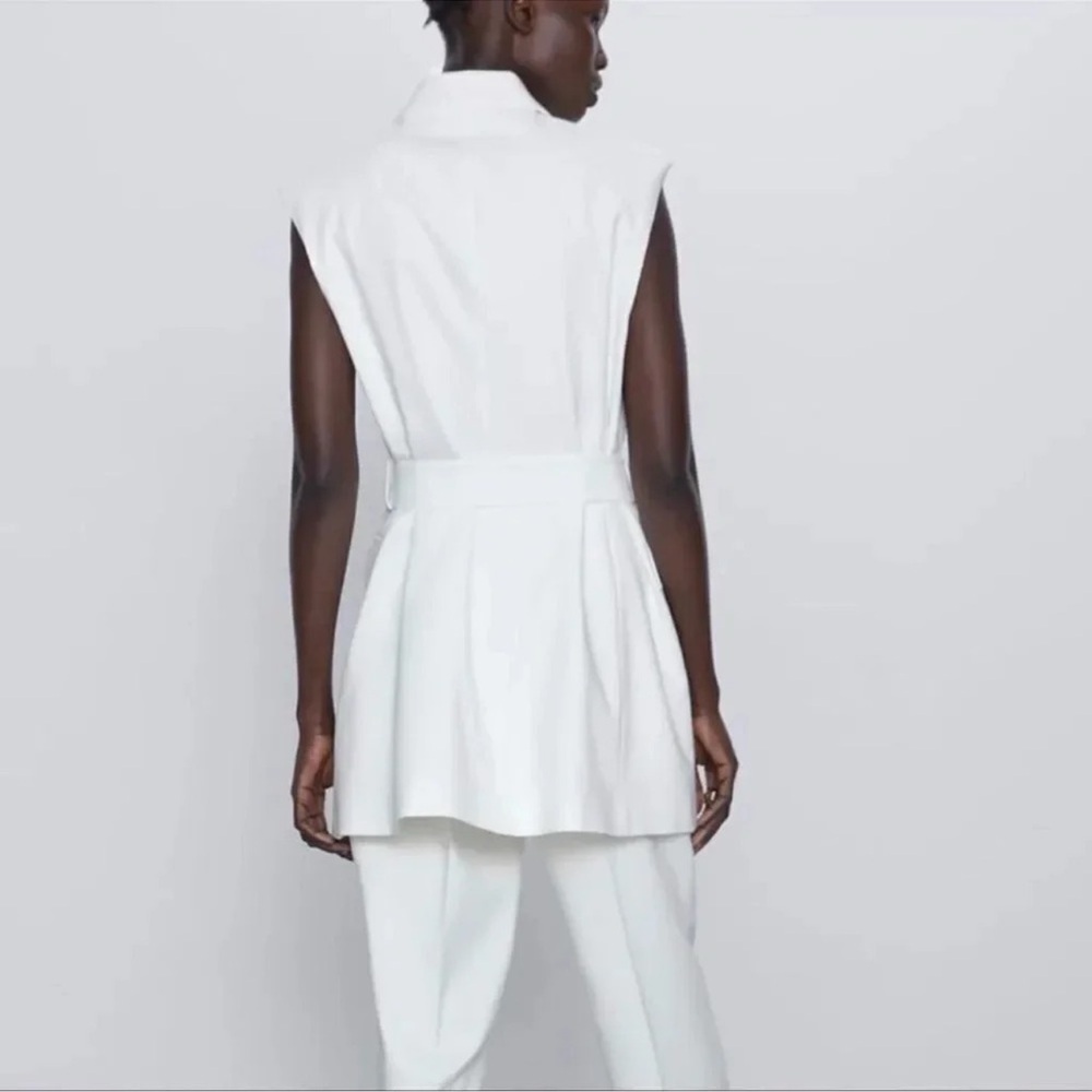 Zara LIMITED EDITION TIK TOK FAMOUS Belted White Vest  BlazerDress - Picture 11 of 12